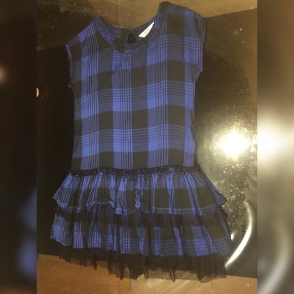 Kids Blue Plaid Simple Dress - Picture 1 of 2